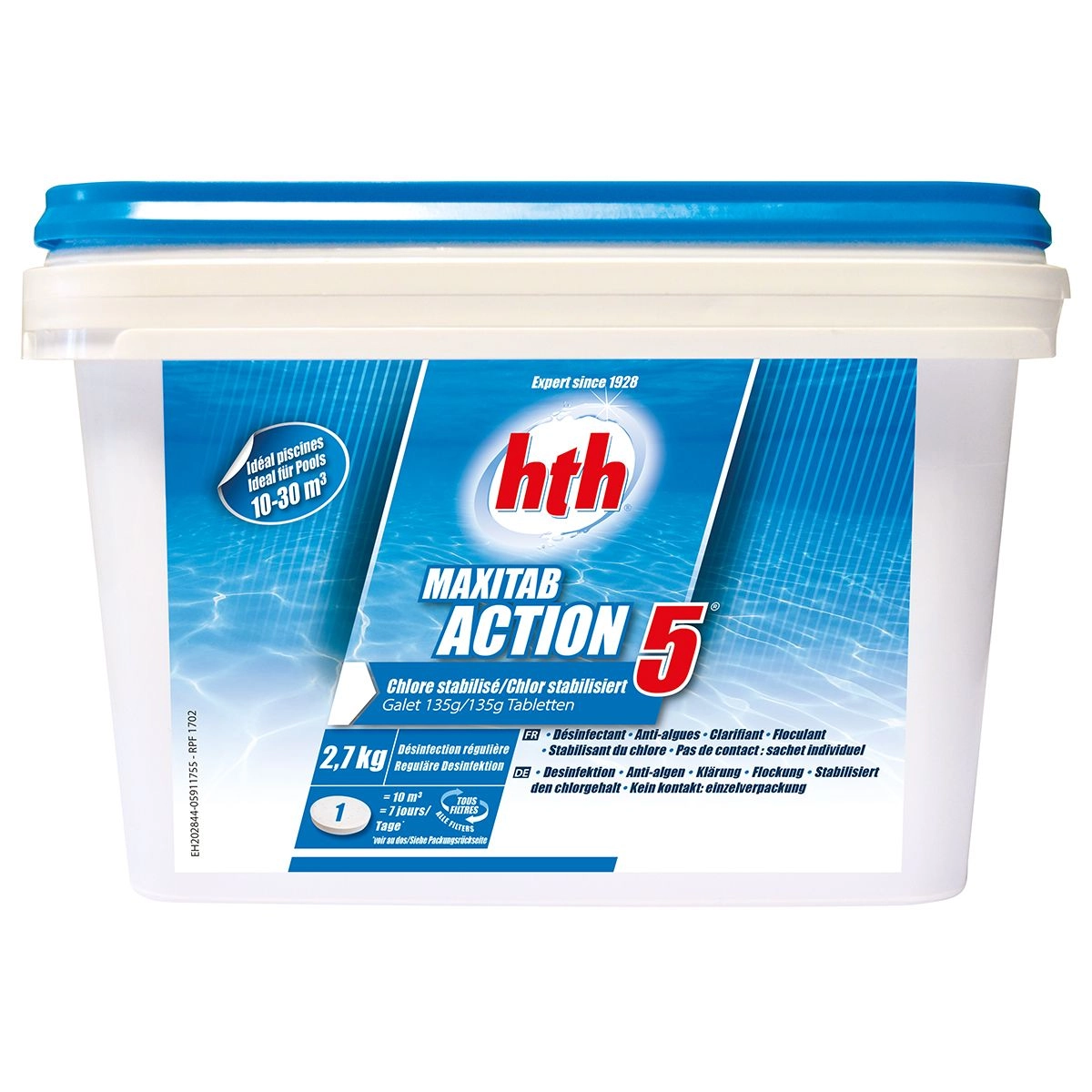 Chlore Multifonction Maxitab Action 5 2,7 Kg HTH 1 Chlore Multifonction Maxitab Action 5 2,7 Kg HTH